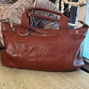 Cuore & Pelle Amelia Satchel Red/Brown Leather